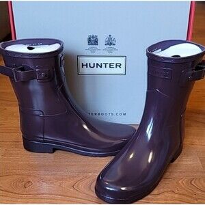 Hunter Waterproof Rubber Rain Wellies Buckle Rain Boots Women 6